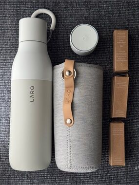 LARQ UV Water Bottle 740ml Set + 3 Filters (Granite White)